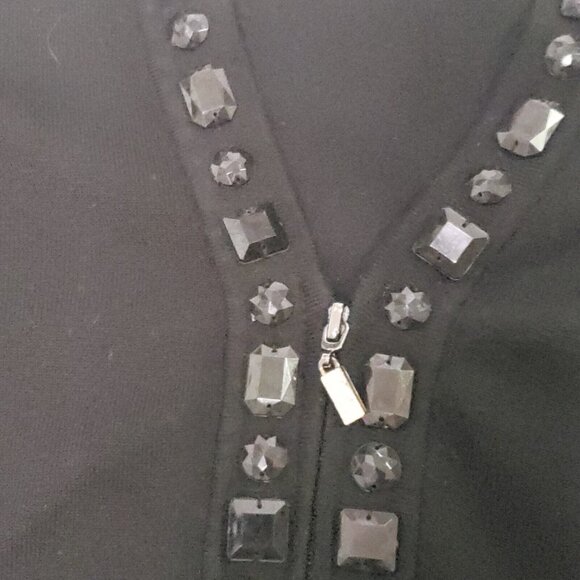 CACHE Women Size Medium Silk Beaded Cardigan Sweater Citycore Holiday Party Y2K - Picture 15 of 16